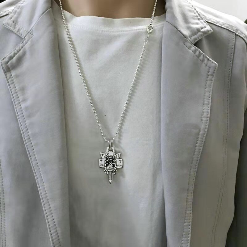 Chrome Hearts（クロムハーツ）3段ソードとホーリーソードサンスクリットペンダントネックレス-BRAND OFF