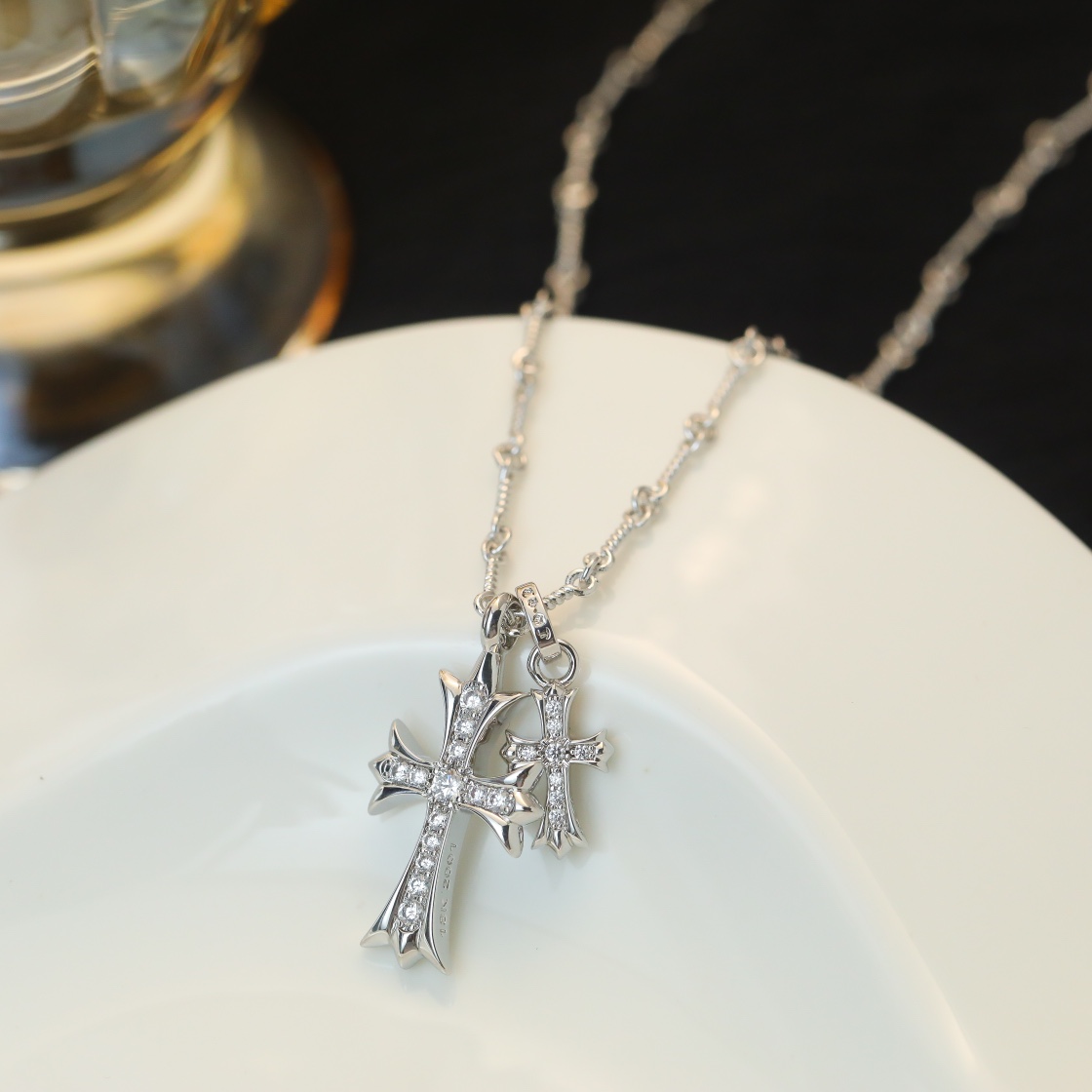 【Chrome Hearts】ネックレス、ダブルクロスネックレス高いファッションセンス-BRAND OFF