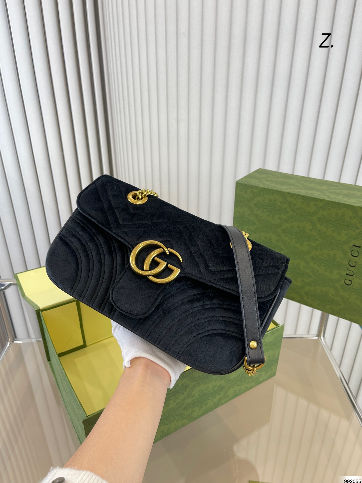 Gucciベルベットバッグ GG Marmontクラシックハンドバッグ-BRAND OFF