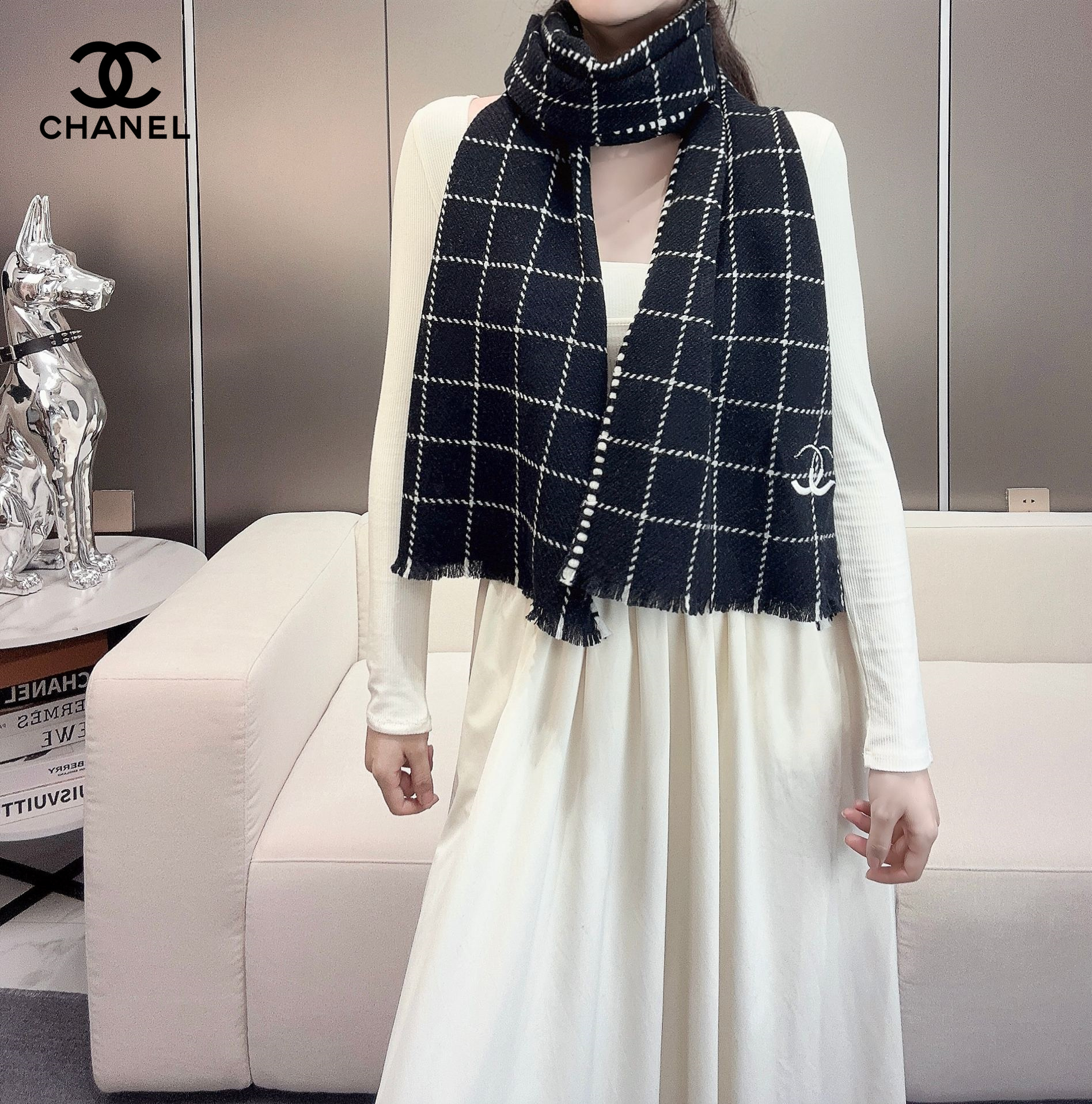 【CHANEL  シャネル 】スカーフ38*185CM 241107-BRAND OFF