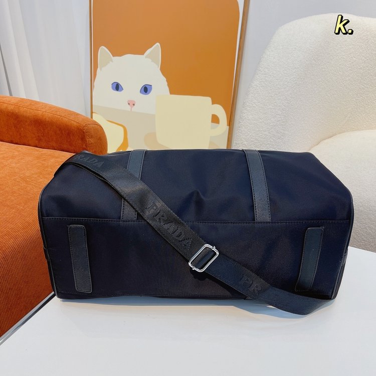 【Prada旗艦店】( プラダ ) キャンバス トラベルバッグ 46x21x26cm-BRAND OFF