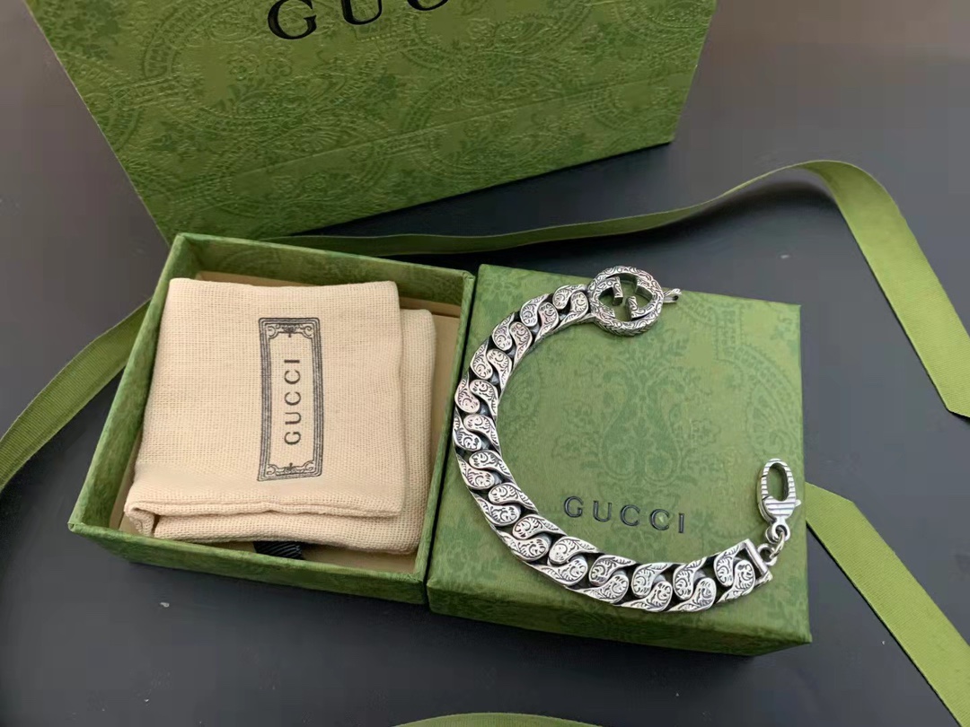 GUCCI  ダブルGチェーンブレスレット 20cm-BRAND OFF