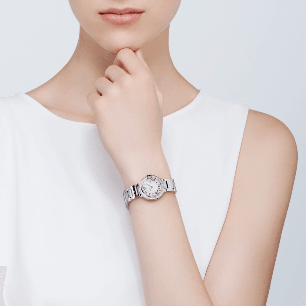 カルティエ バロン ブルー ドゥ カルティエ 28mm スティール ダイヤモンドベゼル ウォッチ W4BB0015-BRAND OFF