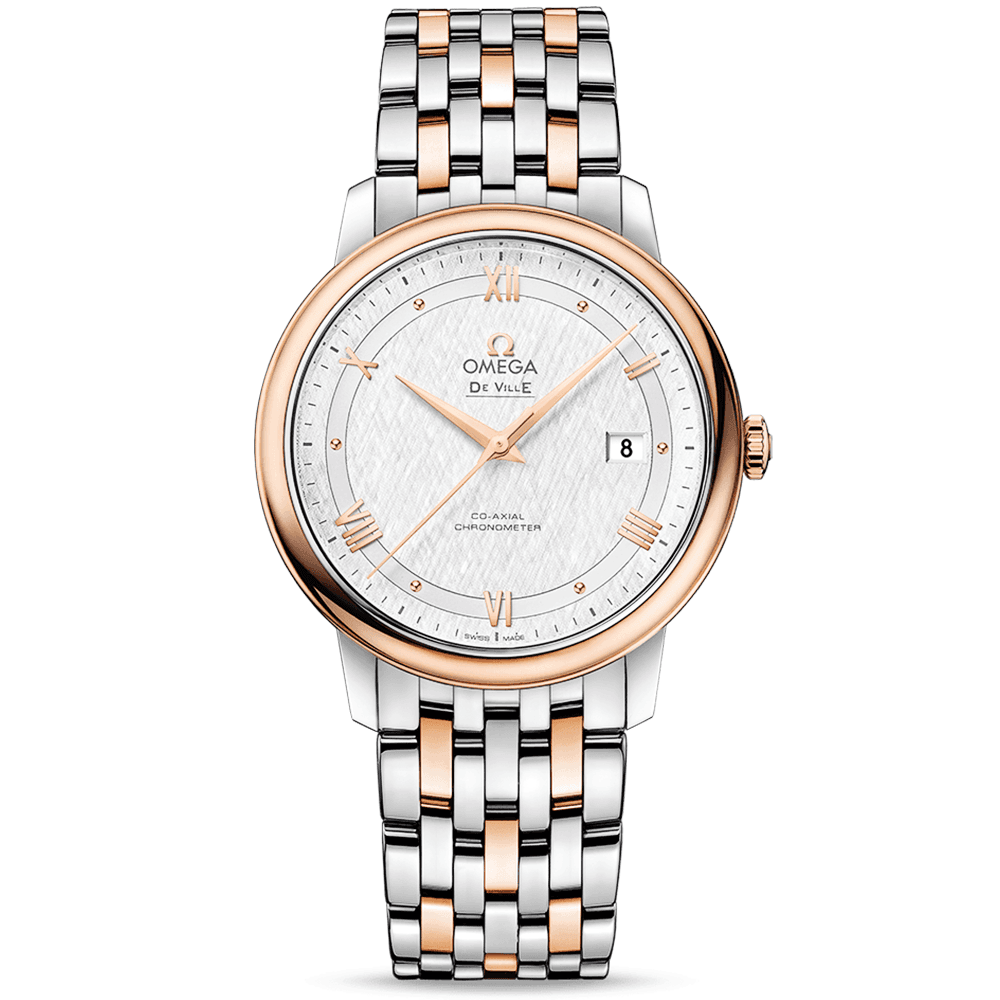 De Ville Prestige 39.5mm Two-Tone Silver Roman Dial Automatic Watch-BRAND OFF