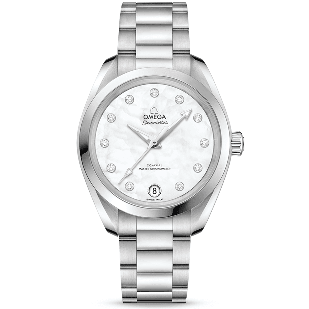 Seamaster Aqua Terra 34mm White Mother of Pearl Dial Ladies Watch-BRAND OFF