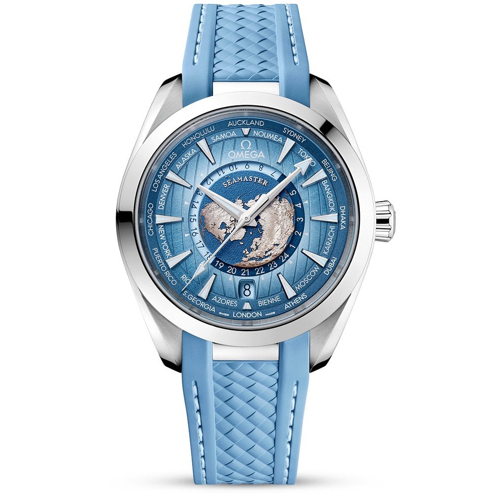 Seamaster Aqua Terra GMT Worldtimer 43mm Summer Blue Dial Strap Watch-BRAND OFF