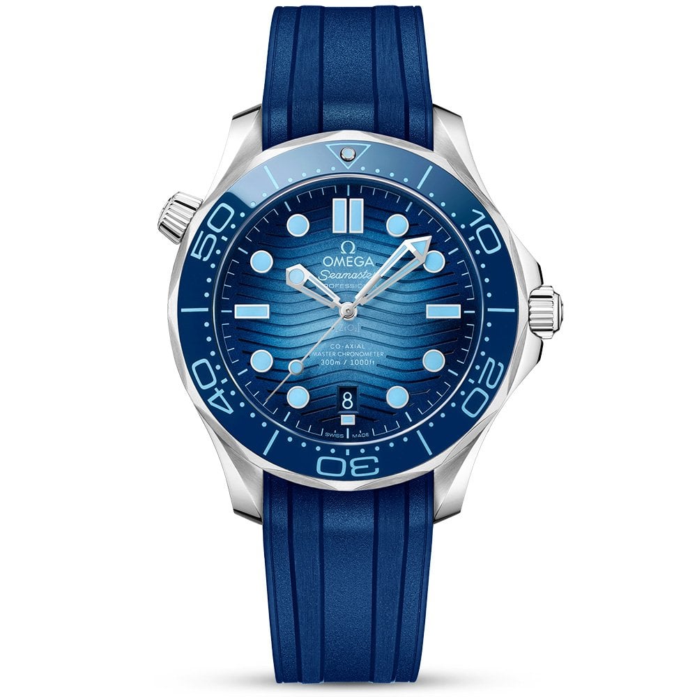 Seamaster Diver 300m 42mm Summer Blue Dial Rubber Strap Watch-BRAND OFF