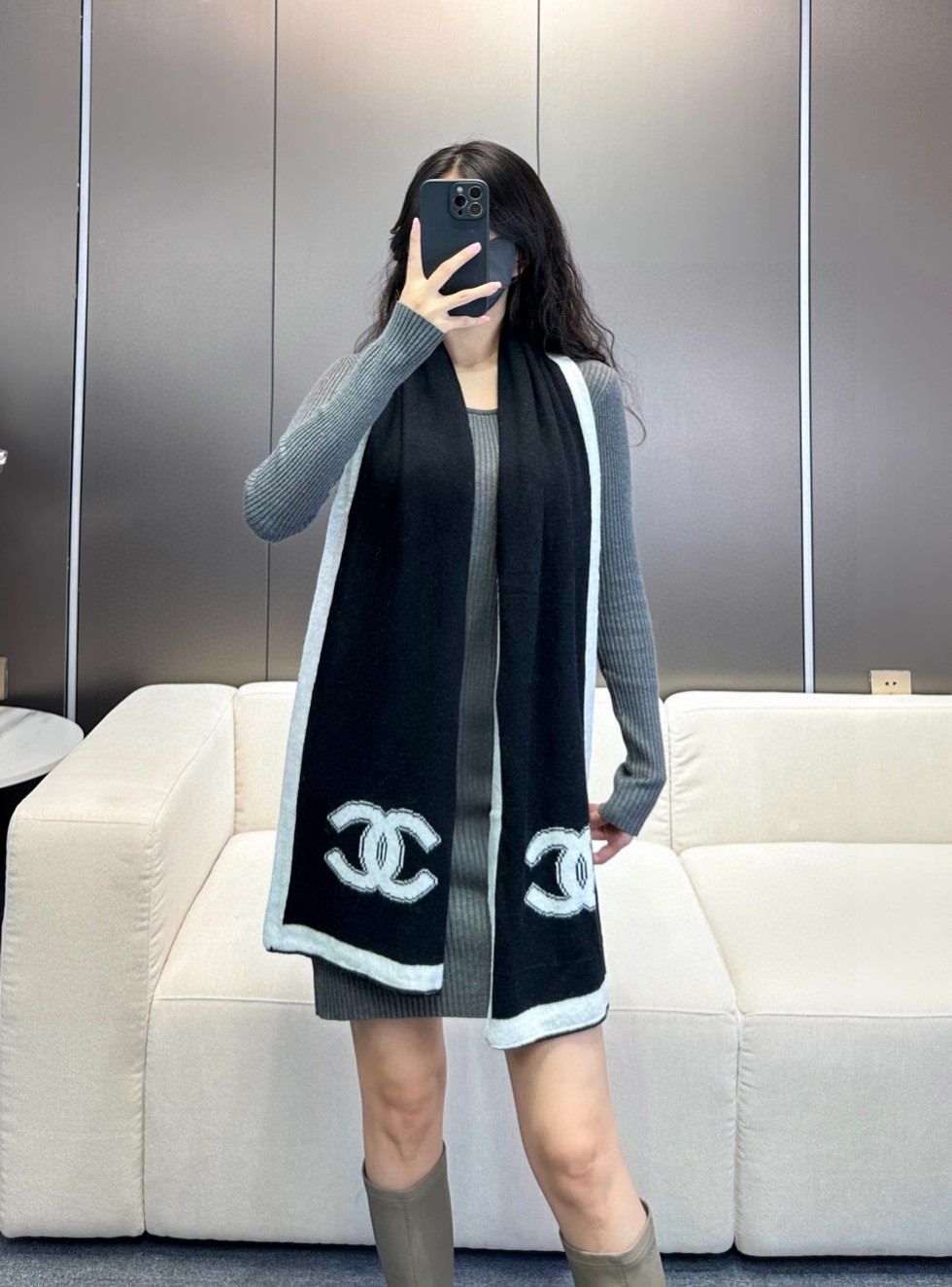 【CHANEL  シャネル 】スカーフ30*180CM  241209-BRAND OFF