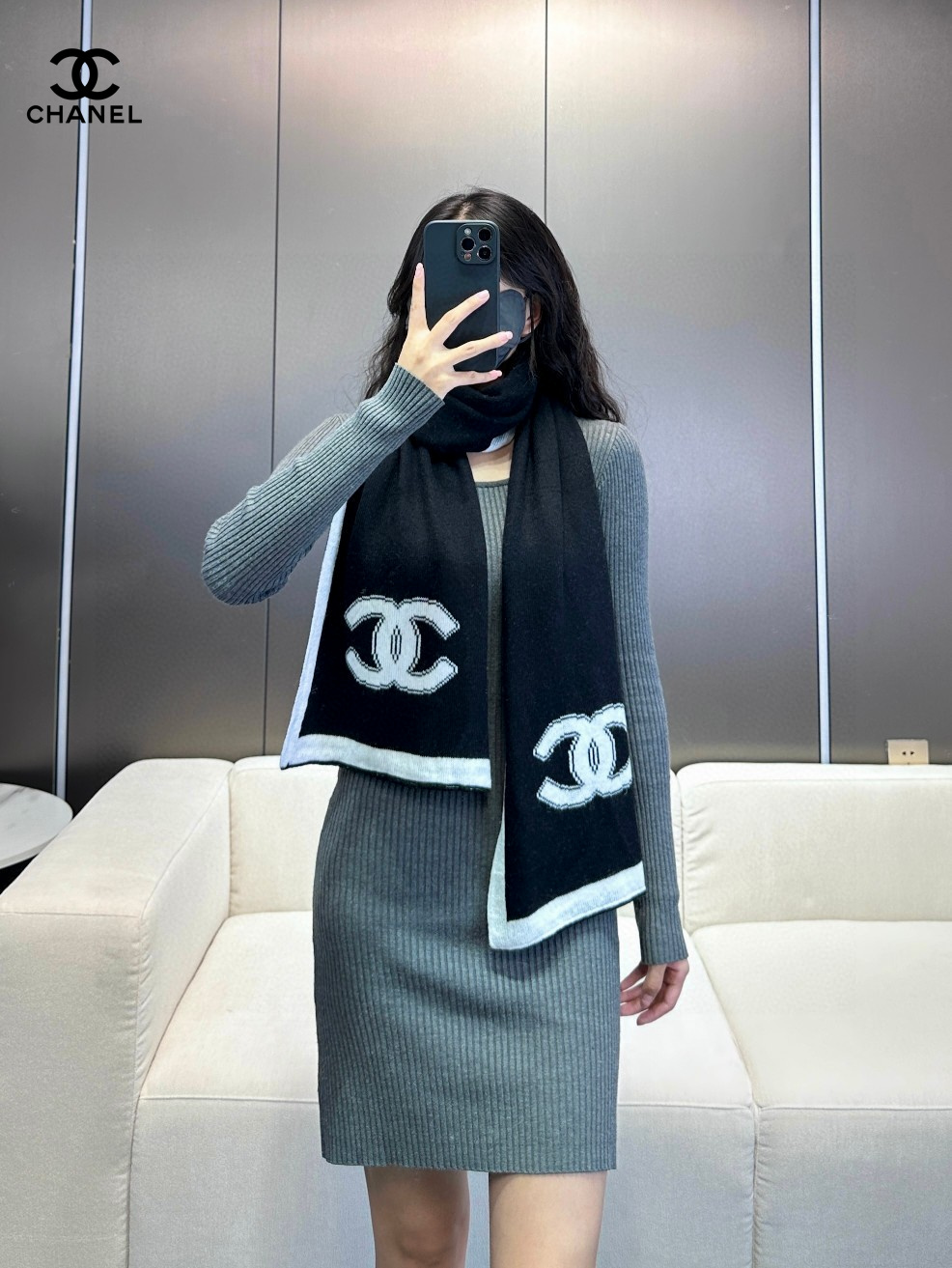 【CHANEL  シャネル 】スカーフ30*180CM  241209-BRAND OFF