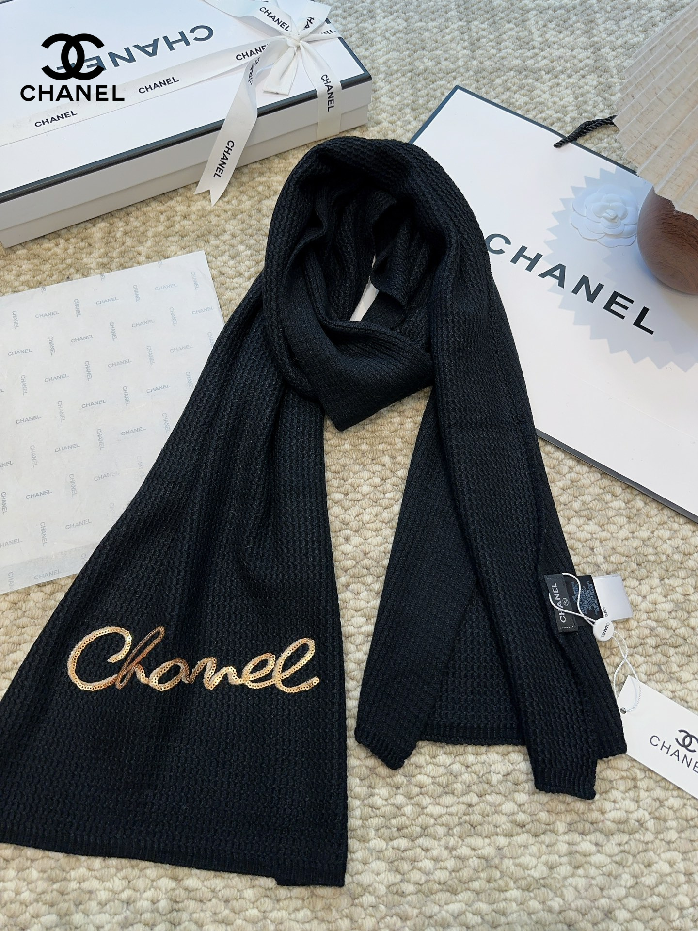 【CHANEL  シャネル 】スカーフ38*186CM  241209-BRAND OFF