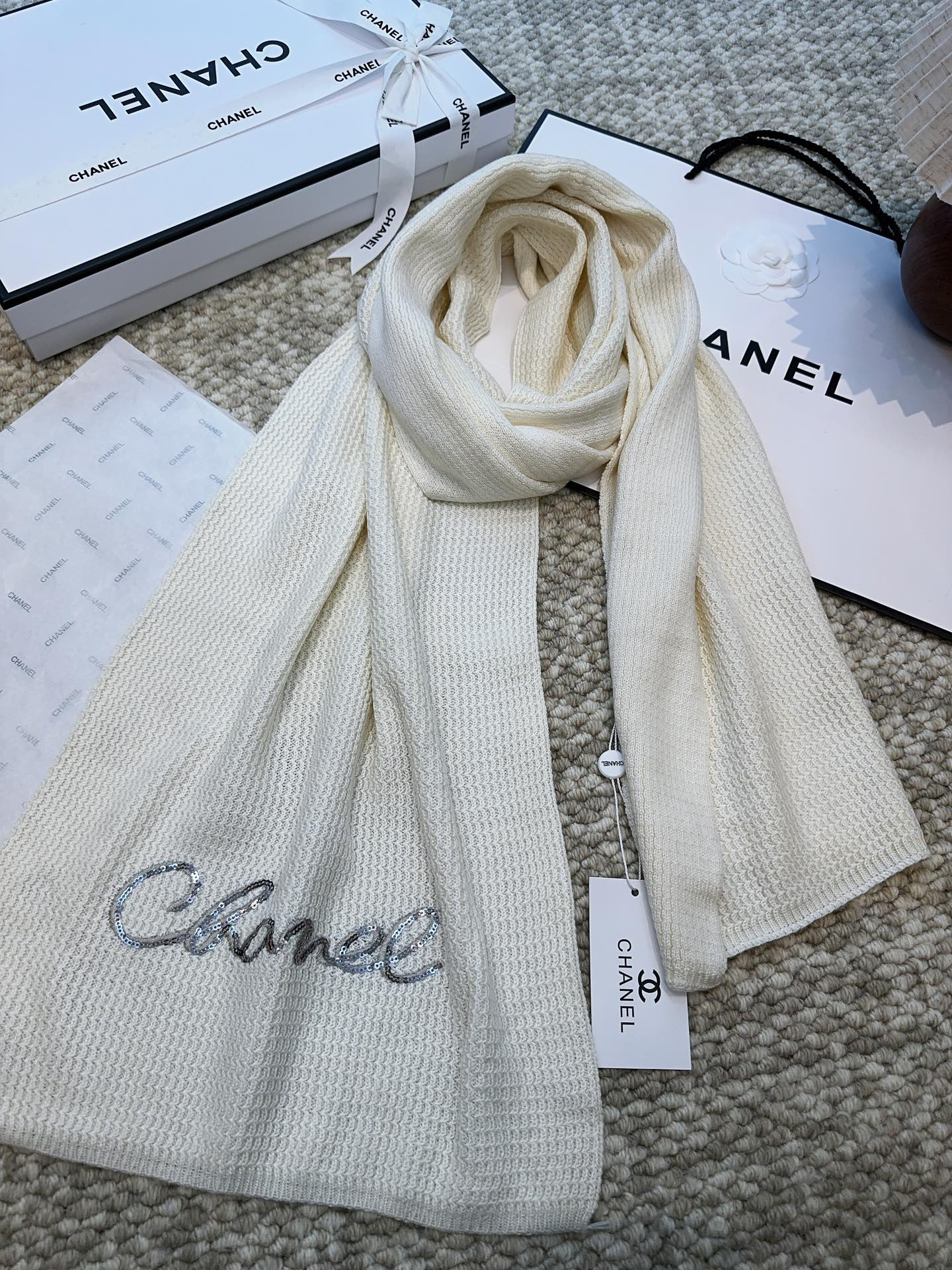 【CHANEL  シャネル 】スカーフ38*186CM  241209-BRAND OFF