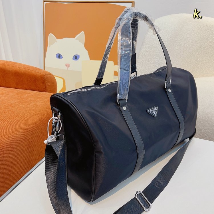 【Prada旗艦店】( プラダ ) キャンバス トラベルバッグ 46x21x26cm-BRAND OFF