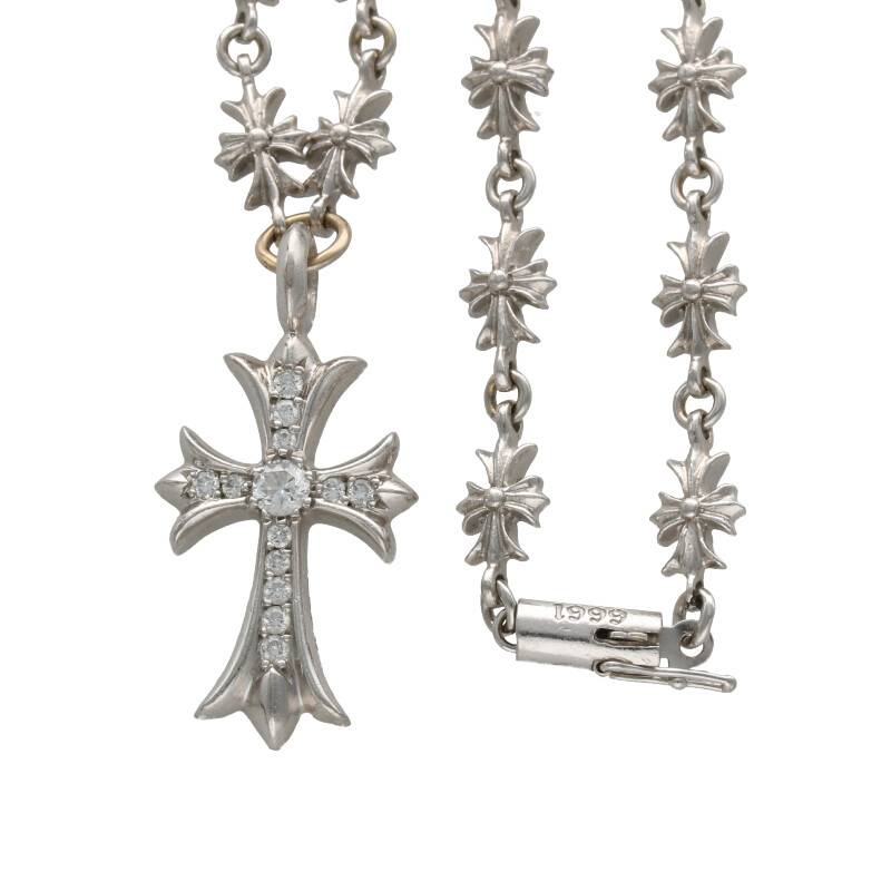 クロムハーツ/Chrome Hearts　 サイズ:18inch 【18KWG TNY CRSF CH PLS18/タイニーファットクロス】-BRAND OFF