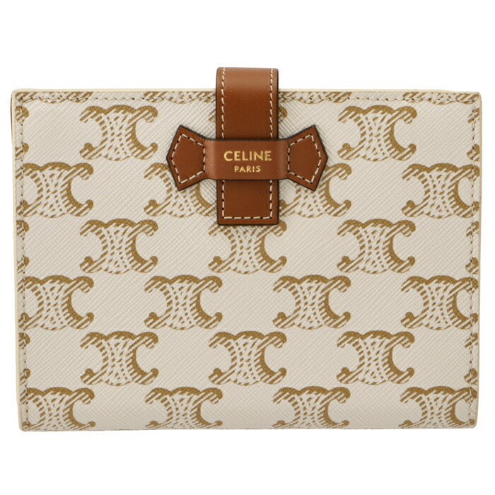 【CELINE】 ミディアム ストラップウォレット ホワイト / タン【財布】-BRAND OFF