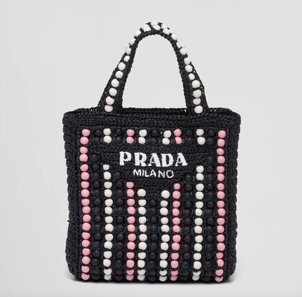 【PRADA】ラフィアxウッド トートバッグ 3色-BRAND OFF