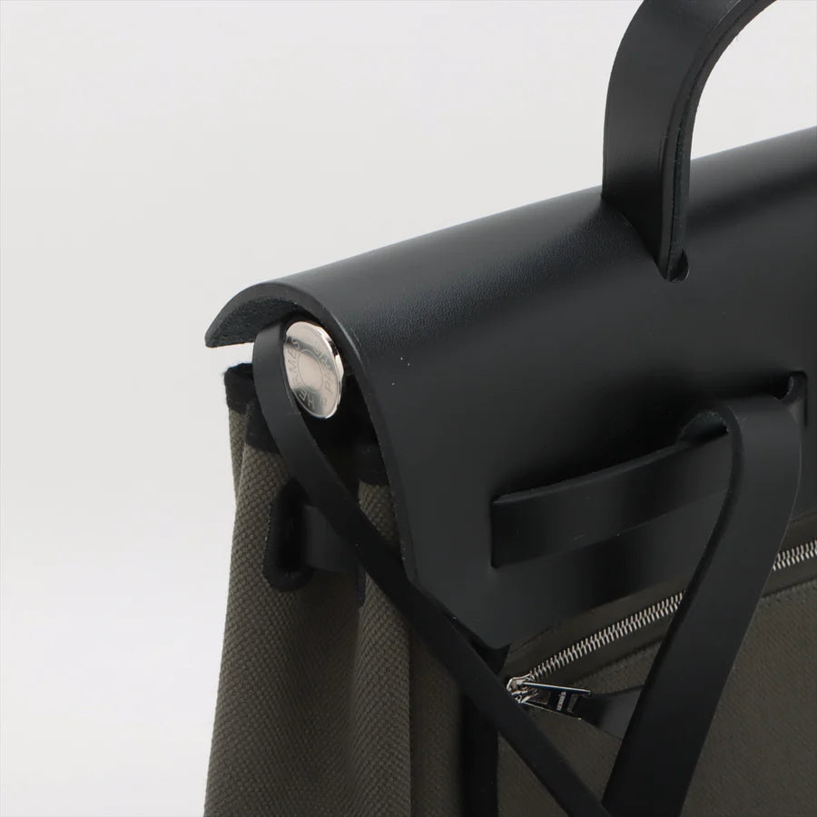 HERMES エルメス エールバッグジップPM トワルミリタリー カーキ シルバー金具-BRAND OFF