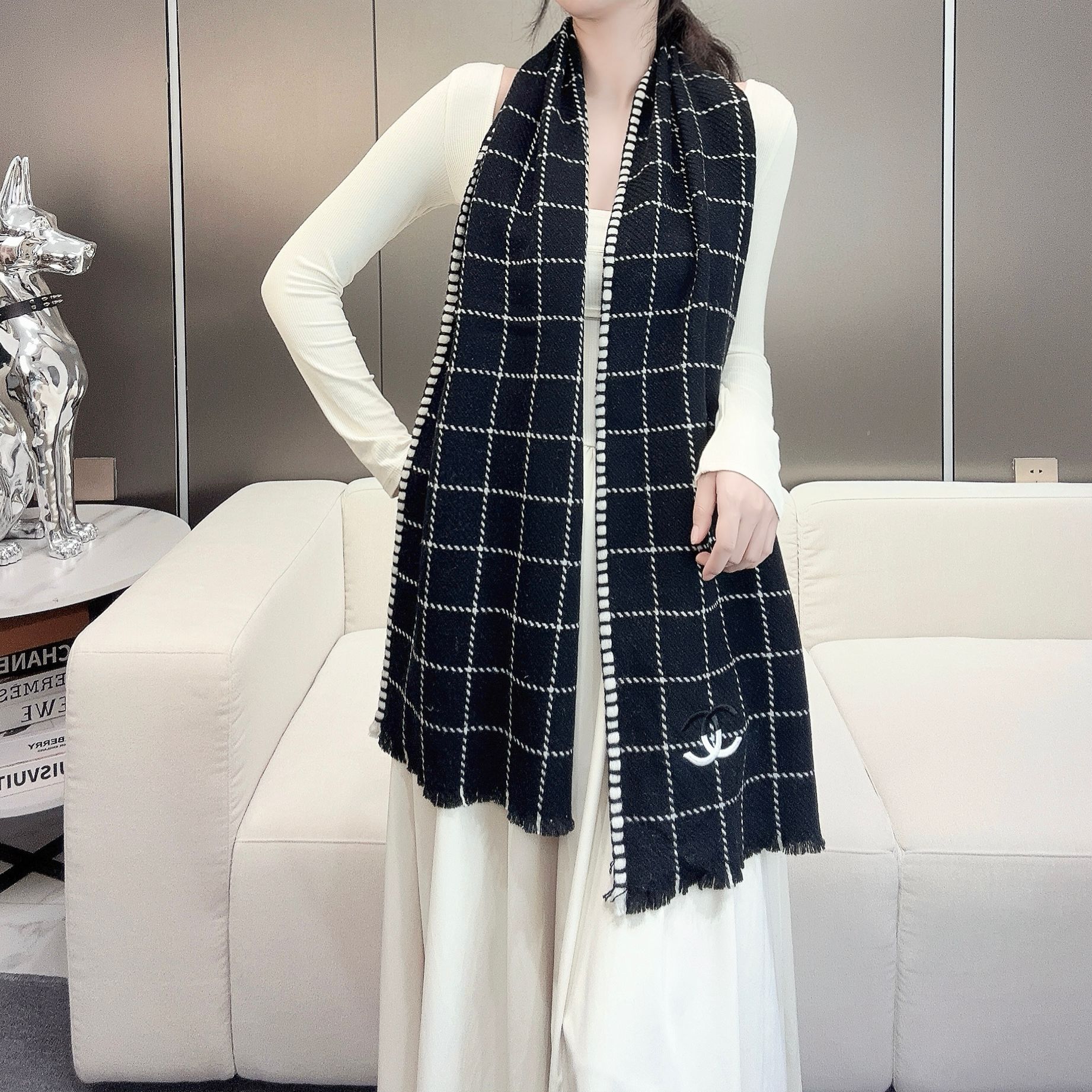 【CHANEL  シャネル 】スカーフ38*185CM 241107-BRAND OFF