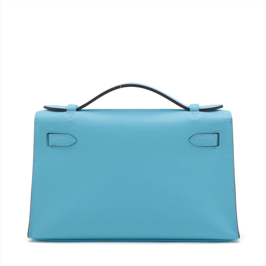 HERMES エルメス ポシェットケリー ヴォースイフト ブルーノール シルバー金具-BRAND OFF