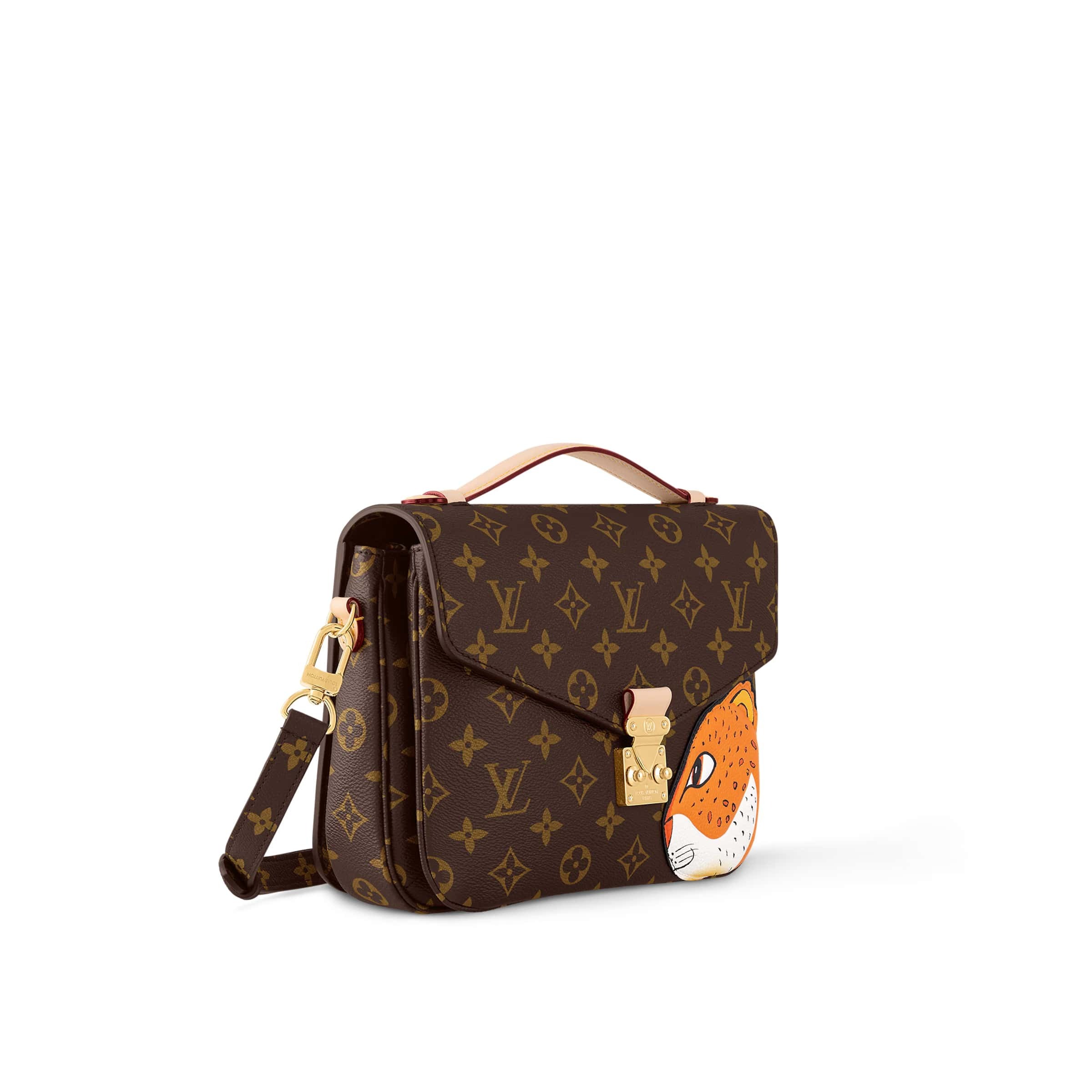 LOUISVUITTON モノグラムキャンバスボディにグレイン牛革のレオパードパッチ付き M47203 M40780-BRAND OFF