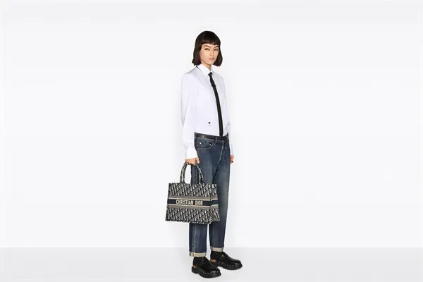 DIOR BOOK TOTE ミディアムバッグ ディオール オブリーク エンブロイダリー (36 X 27.5 X 16.5 CM)-BRAND OFF