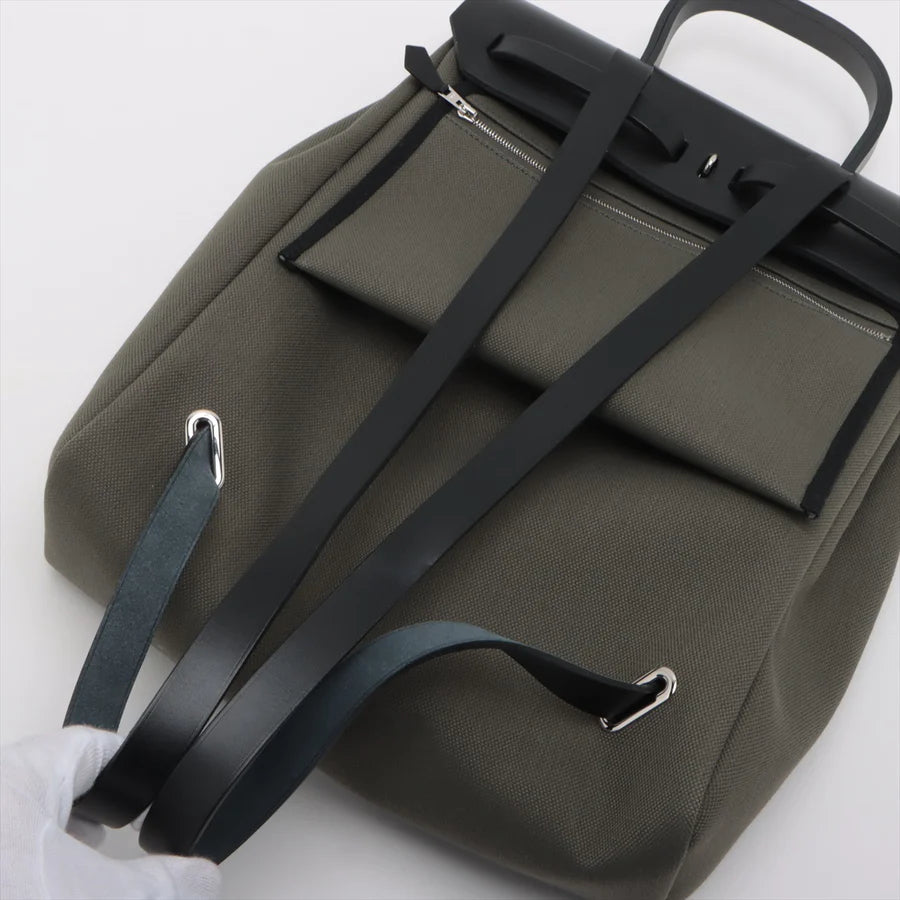 HERMES エルメス エールバッグジップPM トワルミリタリー カーキ シルバー金具-BRAND OFF
