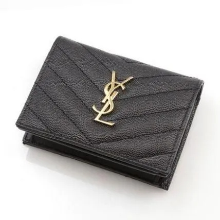 【Saint Laurent】LOU マテラッセ二つ折り財布 ブラック-BRAND OFF