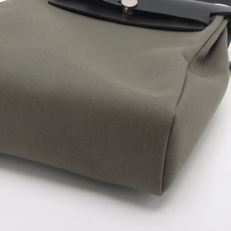HERMES エルメス エールバッグジップPM トワルミリタリー カーキ シルバー金具-BRAND OFF