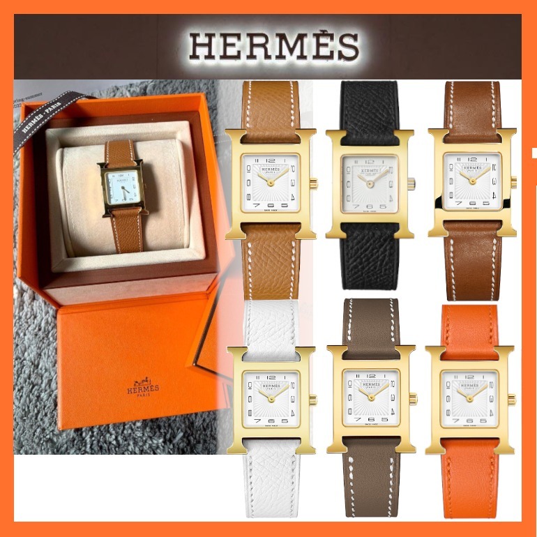 【HERMES】 腕時計 《Hウォッチ》 21 X 21 MM ゴールド金具-BRAND OFF