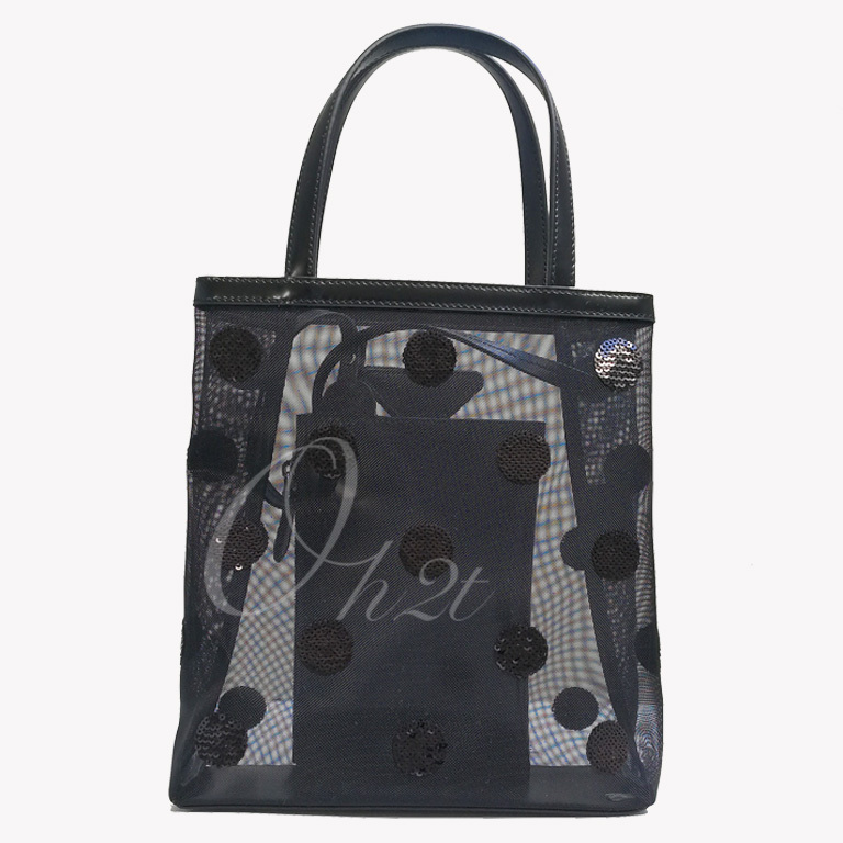 PRADA スモール ポルカドット メッシュ トートバッグ-BRAND OFF