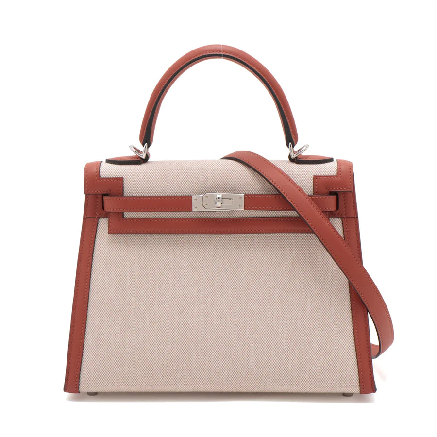 HERMES エルメス ケリーヴェルソ25 トワルアッシュ×ヴォースイフト キュイーブル-BRAND OFF