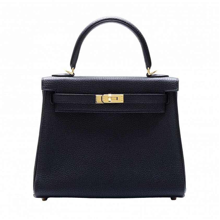 エルメス HERMES ケリー 25 トゴ ブラック イエローゴールド金具 U刻印-BRAND OFF