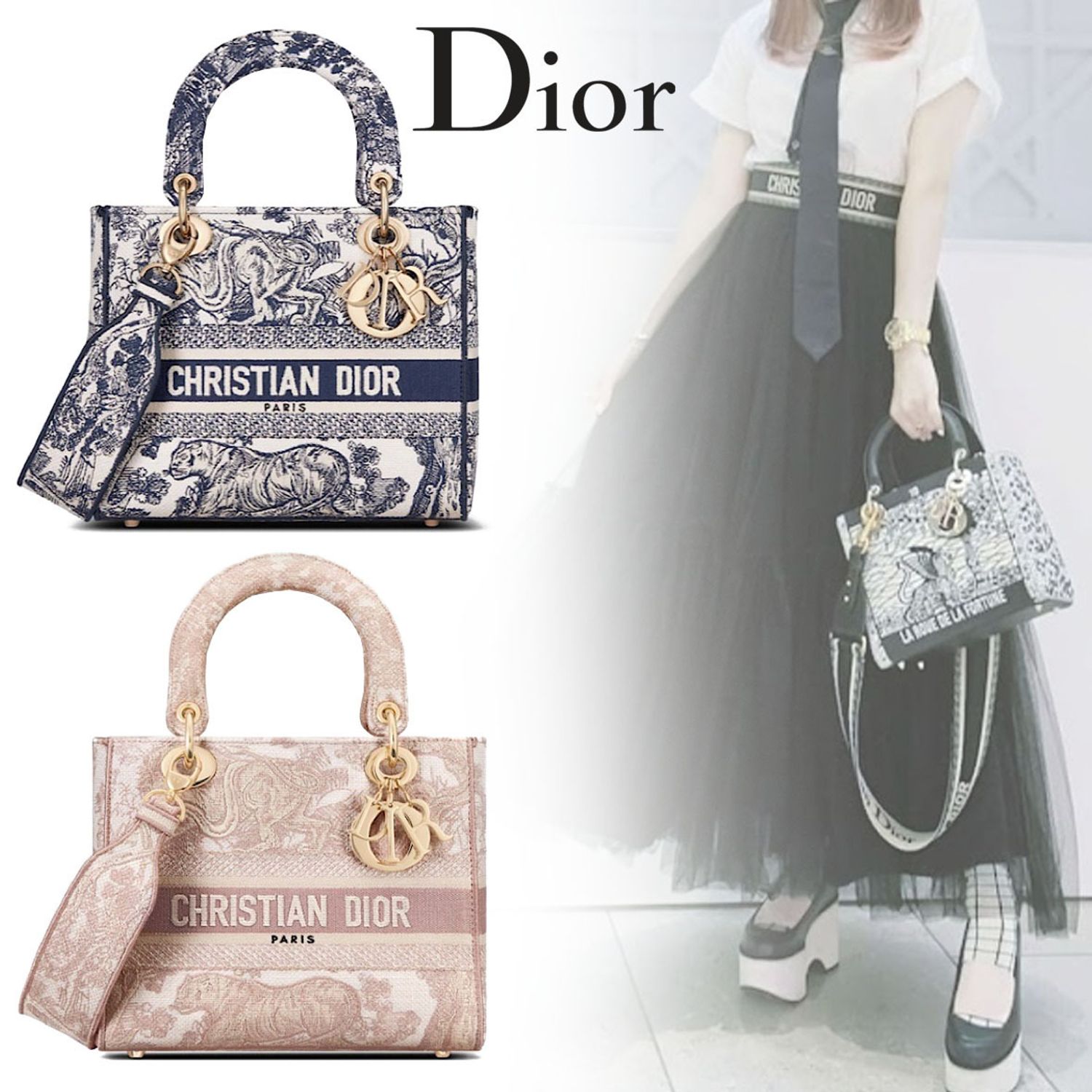 【DIOR】2種類★レディース LADY D-LITE ミディアムバッグ 大人気-BRAND OFF