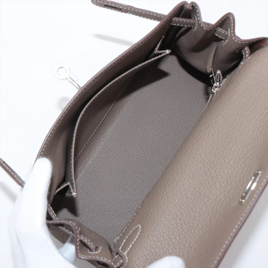 エルメス ケリー25 トゴ エトゥープ シルバー金具-BRAND OFF
