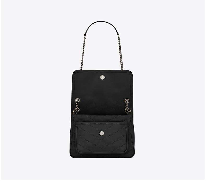 サンローランレディースNIKIミニレトロプリーツレザーショルダーバッグチェーンバッグ-BRAND OFF
