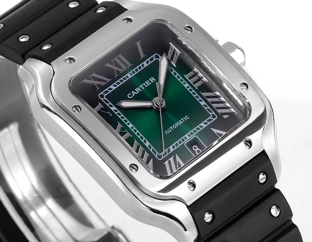 CARTIER Santos De Large Model Automatic Green Dial Men's Watch-BRAND OFF