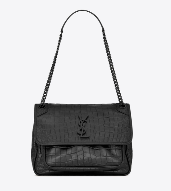 NIKIミディアムソフトクロコダイルエンボスレザーハンドバッグ-BRAND OFF