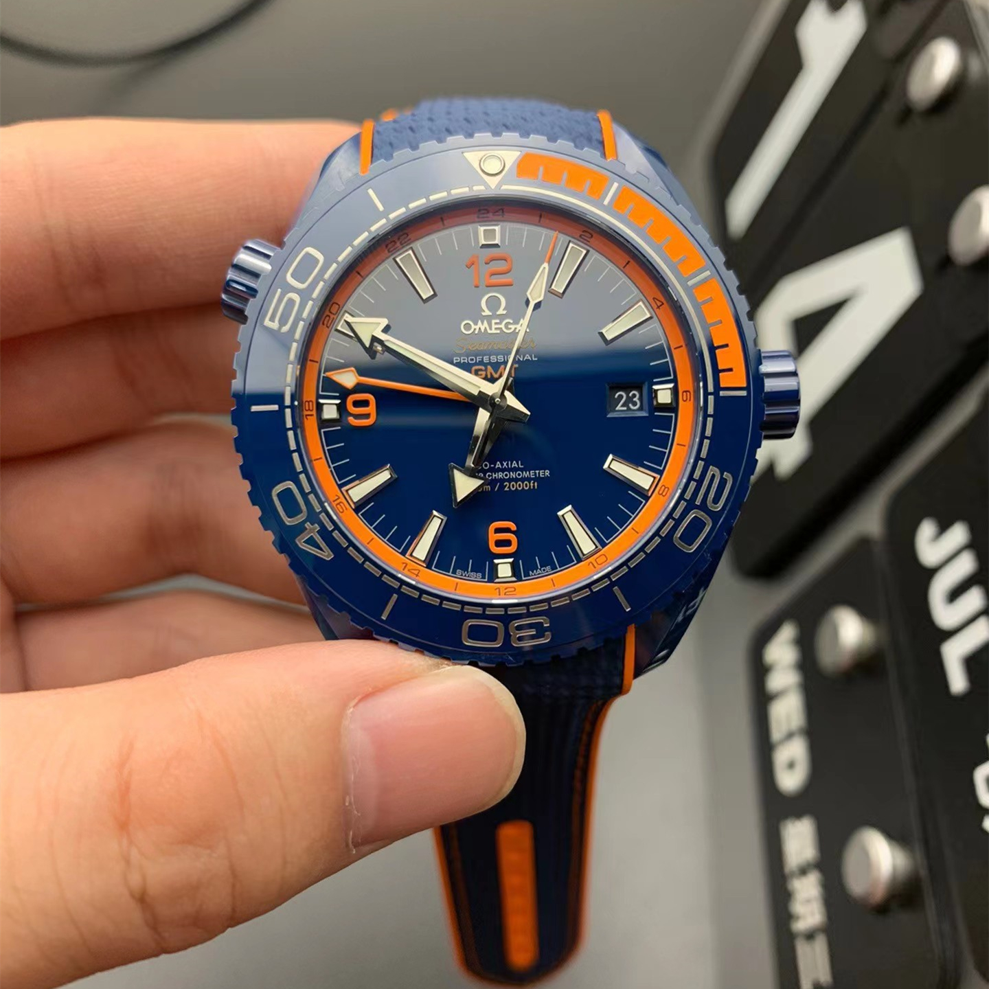 Omega Seamaster Planet Ocean Master Chronometer GMT Big Blue 215.92.46.22.03.001-BRAND OFF