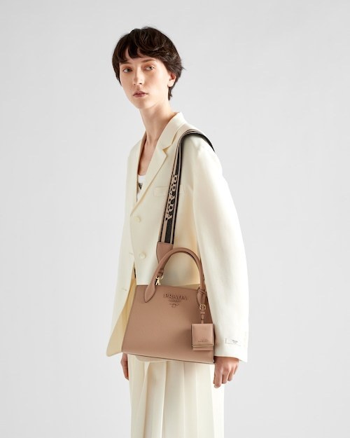 ★PRADA直営店★モノクローム スモール サフィアーノ バッグ-BRAND OFF