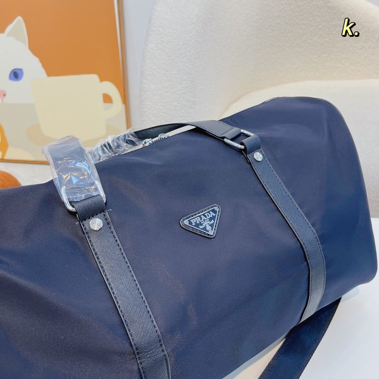 【Prada旗艦店】( プラダ ) キャンバス トラベルバッグ 46x21x26cm-BRAND OFF