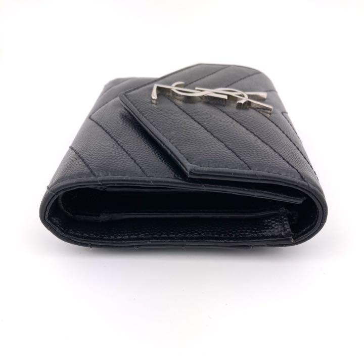 【SAINT LAURENT】モノグラム マルチフォールドウォレット（グレイン・ド・プードル／エンボスレザー）-BRAND OFF