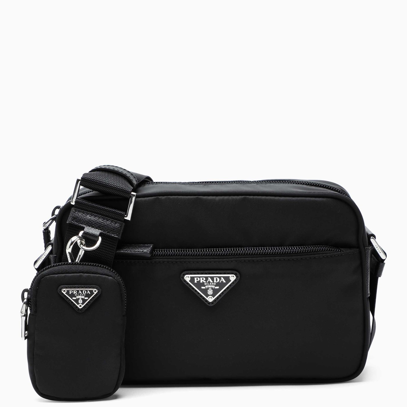 PRADA プラダ RE NYLON ロゴ ミニポーチ付き クロスボディバッグ-BRAND OFF
