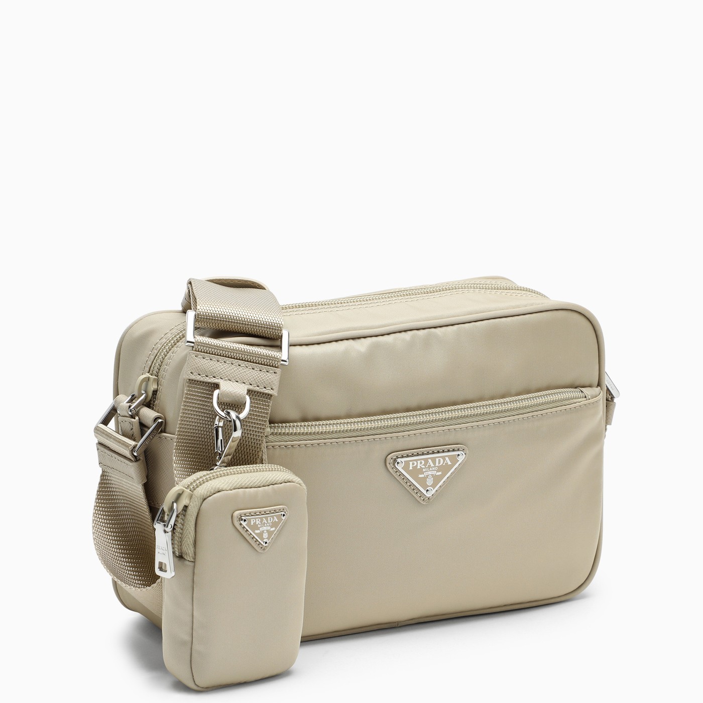 PRADA プラダ RE NYLON ロゴ ミニポーチ付き クロスボディバッグ-BRAND OFF