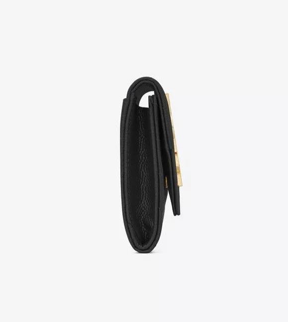 小文字のロゴグレインエンボスレザー封筒ウォレット-BRAND OFF