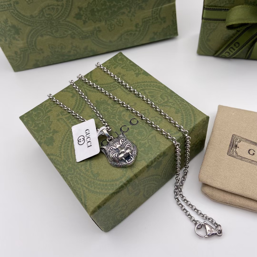 GUCCI タイガーヘッドシルバーネックレス-BRAND OFF