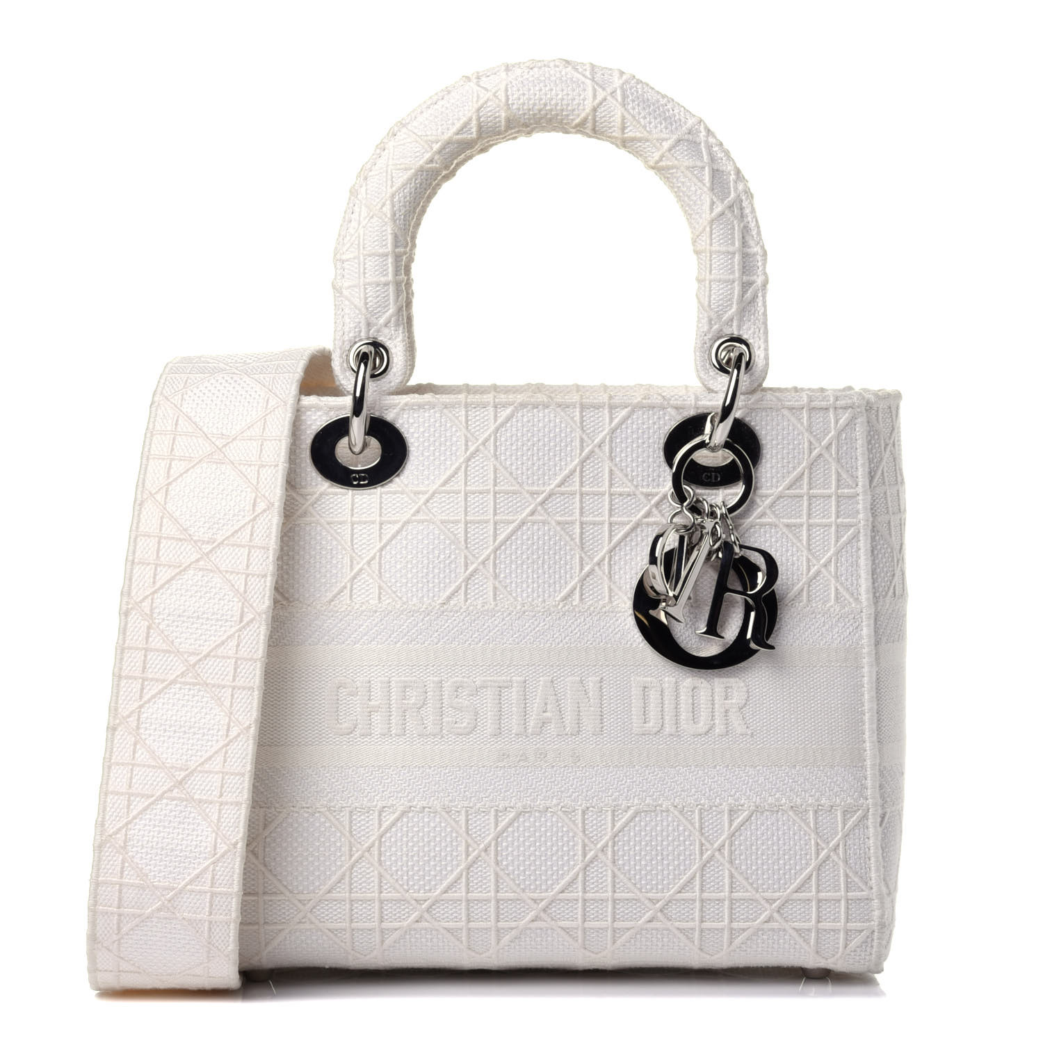 【DIOR】雑誌掲載！完売必至！憧れのMedium Lady D-Lite Bag！ 刺繍キャンバス グレー バッグ-BRAND OFF