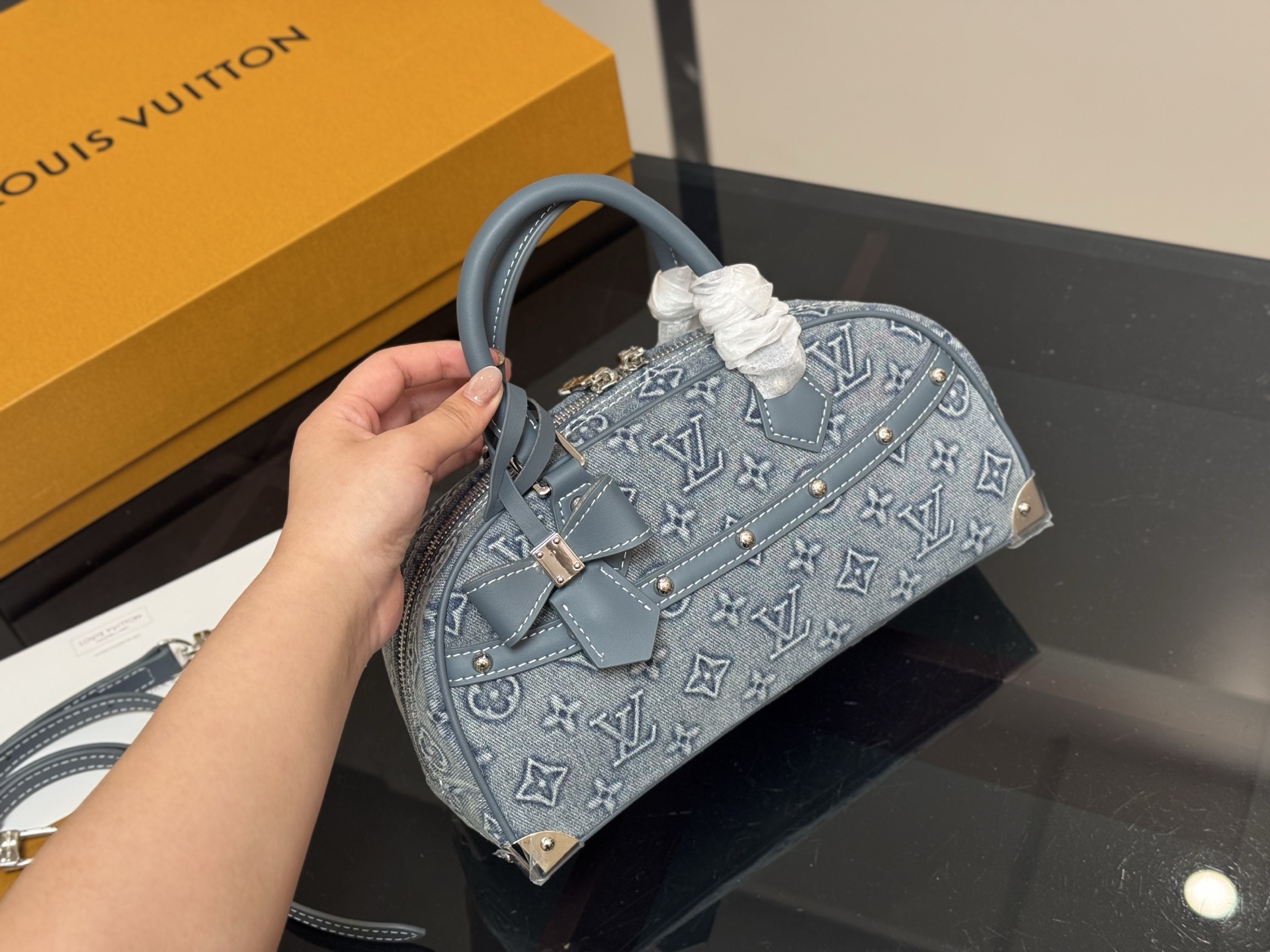 LOUIS VUITTON ルイヴィトン LV KEEPALL 25 デニムバッグ-BRAND OFF