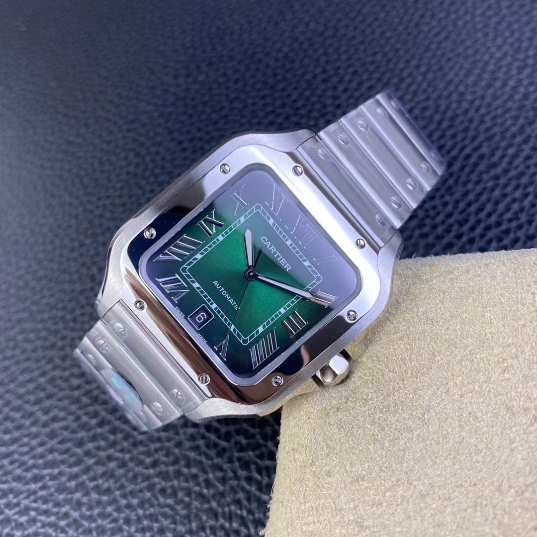 CARTIER Santos De Large Model Automatic Green Dial Men's Watch-BRAND OFF