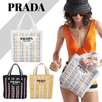【PRADA】ラフィアxウッド トートバッグ 3色-BRAND OFF