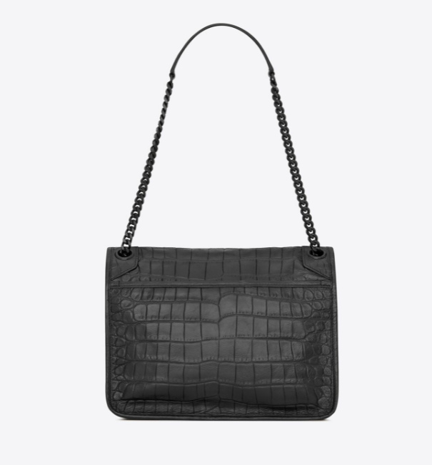 NIKIミディアムソフトクロコダイルエンボスレザーハンドバッグ-BRAND OFF