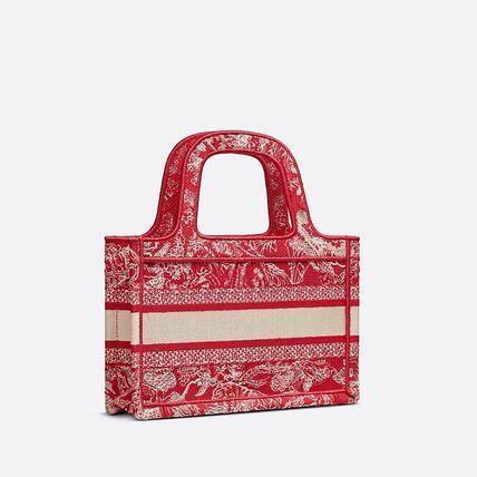 ブックトート バッグ TOILE DE JOUY 刺繍 レッド-BRAND OFF